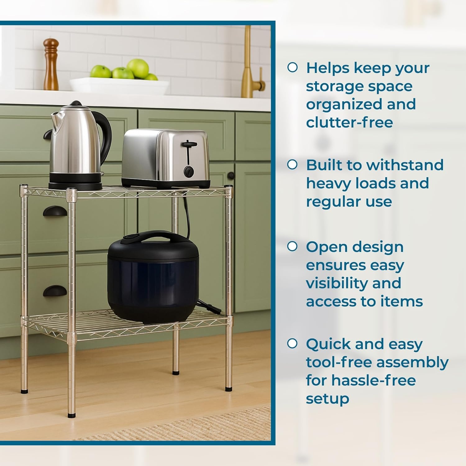 image:imageHoneyCanDo 3Tier Heavy Duty Adjustable Shelving Unit 250lb Per Shelf Metal Storage Rack NSF Certified Wire Shelf for Kitchen Garage Pantry Black 24 x 14 x 30 inChrome