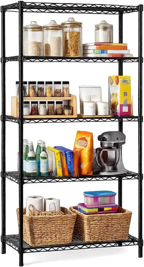 image:imageHoneyCanDo 3Tier Heavy Duty Adjustable Shelving Unit 250lb Per Shelf Metal Storage Rack NSF Certified Wire Shelf for Kitchen Garage Pantry Black 24 x 14 x 30 inBlack