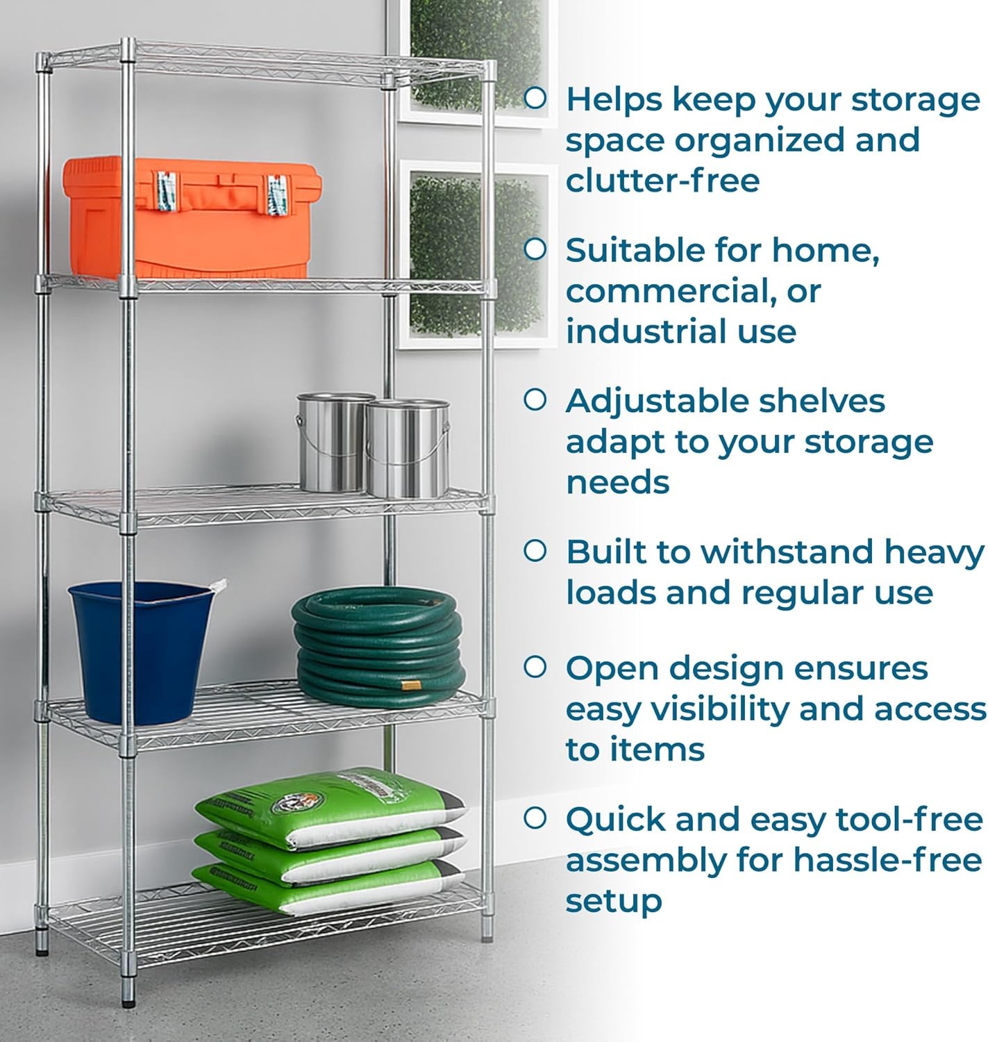 image:imageHoneyCanDo 3Tier Heavy Duty Adjustable Shelving Unit 250lb Per Shelf Metal Storage Rack NSF Certified Wire Shelf for Kitchen Garage Pantry Black 24 x 14 x 30 inChrome