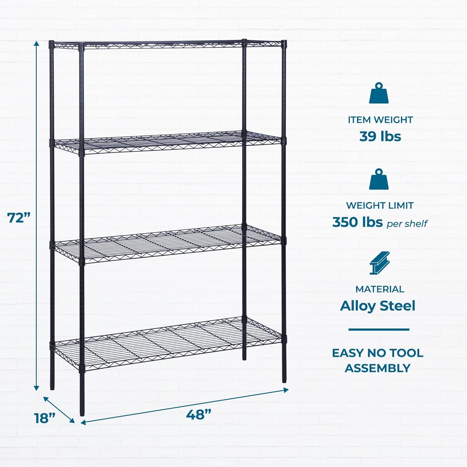 image:imageHoneyCanDo 3Tier Heavy Duty Adjustable Shelving Unit 250lb Per Shelf Metal Storage Rack NSF Certified Wire Shelf for Kitchen Garage Pantry Black 24 x 14 x 30 inBlack