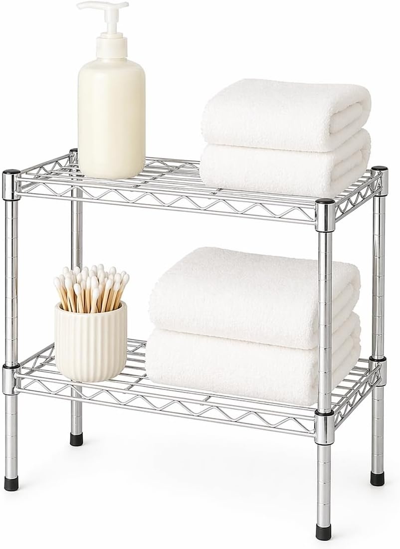 image:imageHoneyCanDo 3Tier Heavy Duty Adjustable Shelving Unit 250lb Per Shelf Metal Storage Rack NSF Certified Wire Shelf for Kitchen Garage Pantry Black 24 x 14 x 30 inChrome
