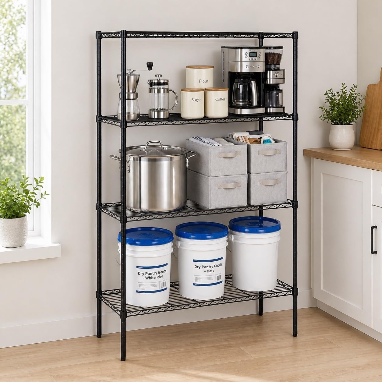 image:imageHoneyCanDo 3Tier Heavy Duty Adjustable Shelving Unit 250lb Per Shelf Metal Storage Rack NSF Certified Wire Shelf for Kitchen Garage Pantry Black 24 x 14 x 30 inBlack