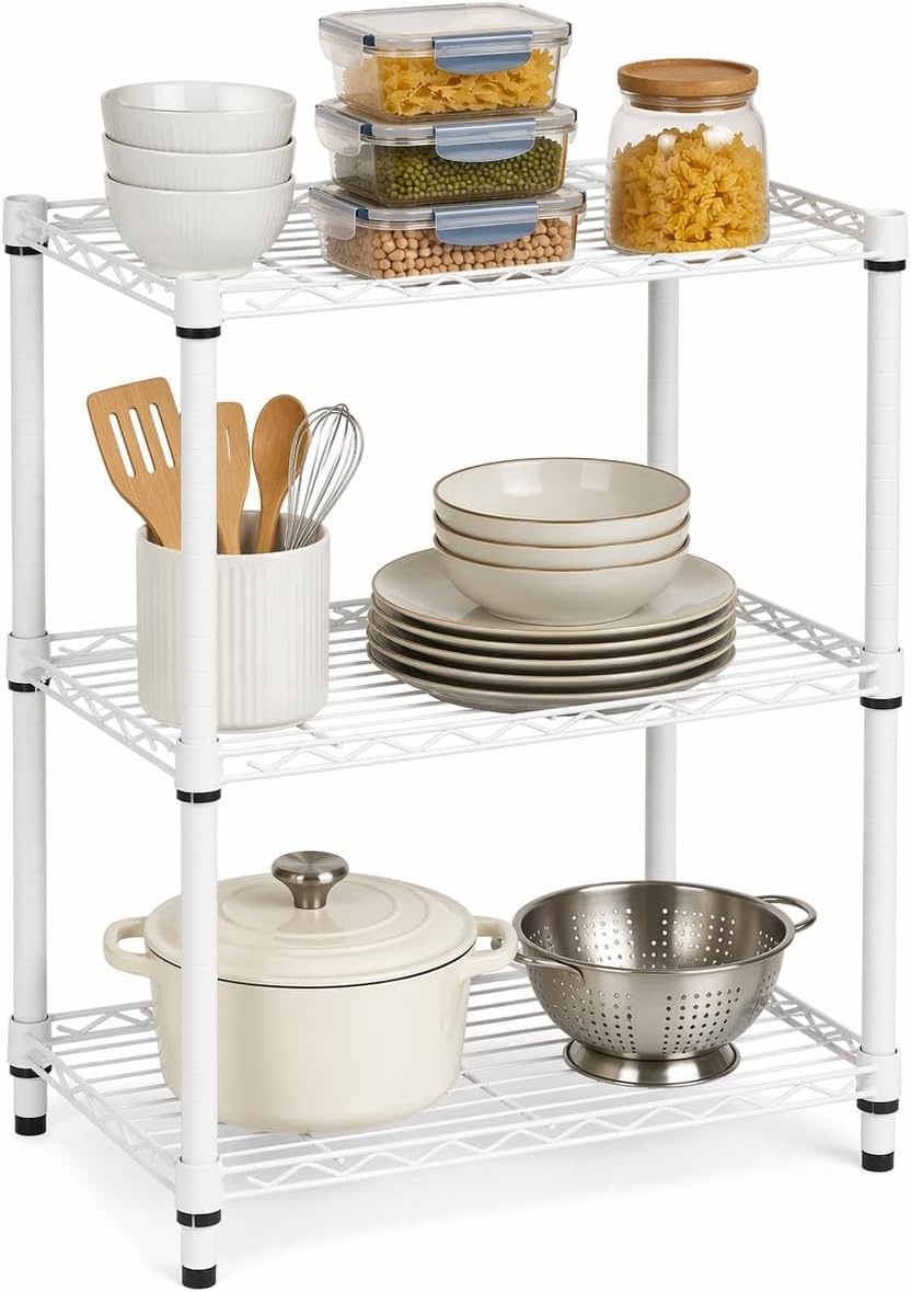image:imageHoneyCanDo 4Tier Heavy Duty Adjustable Shelving Unit 250lb Per Shelf Metal Storage Rack Wire Shelf for Garage Kitchen Office Pantry Black 36 x 14 x 54 inWhite