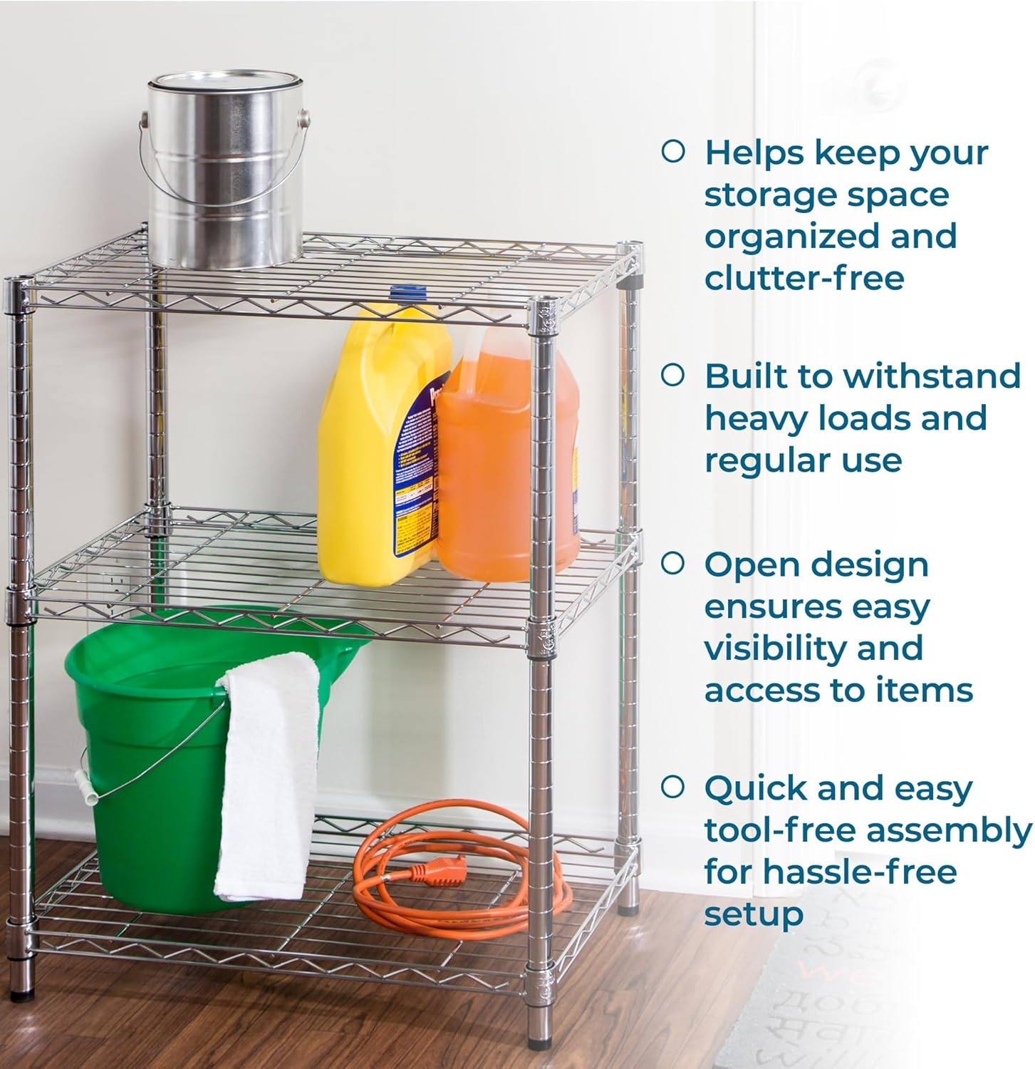 image:imageHoneyCanDo 4Tier Heavy Duty Adjustable Shelving Unit 250lb Per Shelf Metal Storage Rack Wire Shelf for Garage Kitchen Office Pantry Black 36 x 14 x 54 inChrome