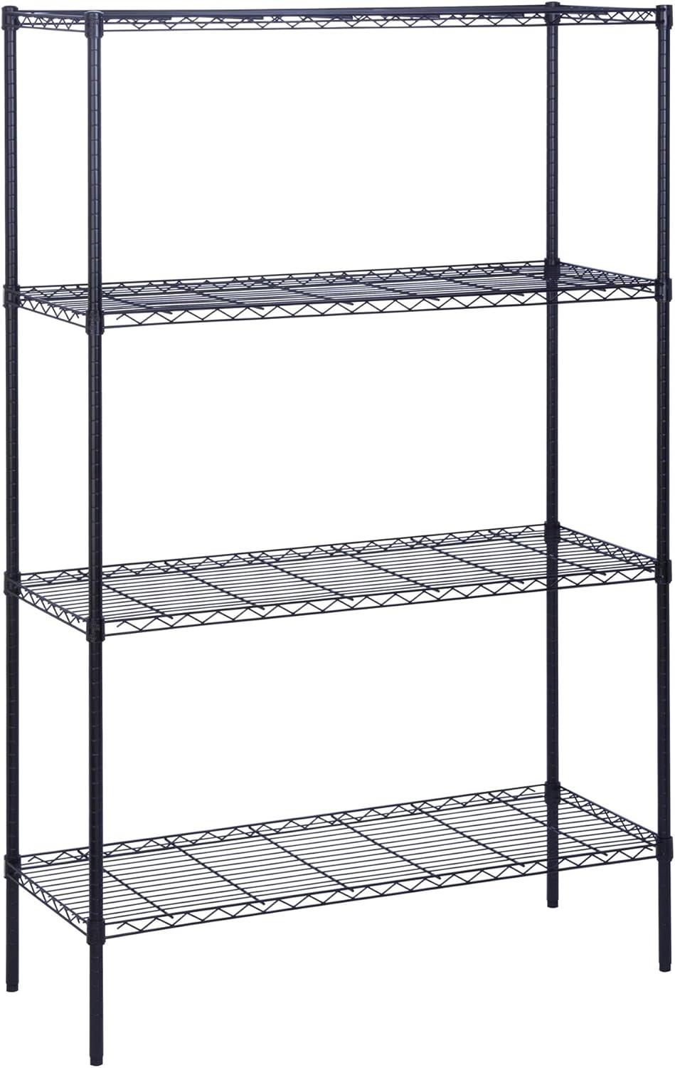 image:imageHoneyCanDo 4Tier Heavy Duty Adjustable Shelving Unit 250lb Per Shelf Metal Storage Rack Wire Shelf for Garage Kitchen Office Pantry Black 36 x 14 x 54 inBlack