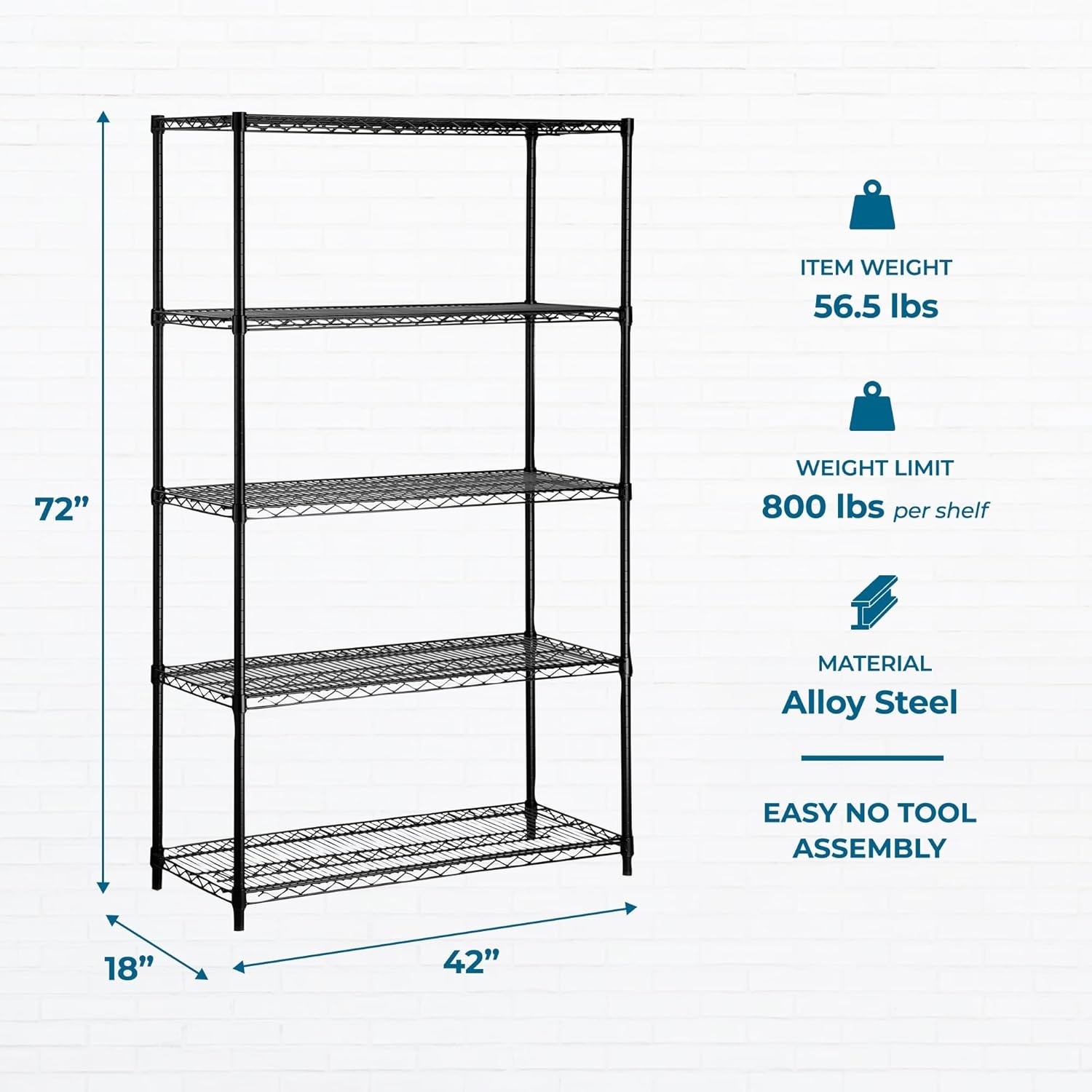 image:imageHoneyCanDo 4Tier Heavy Duty Adjustable Shelving Unit 250lb Per Shelf Metal Storage Rack Wire Shelf for Garage Kitchen Office Pantry Black 36 x 14 x 54 inBlack