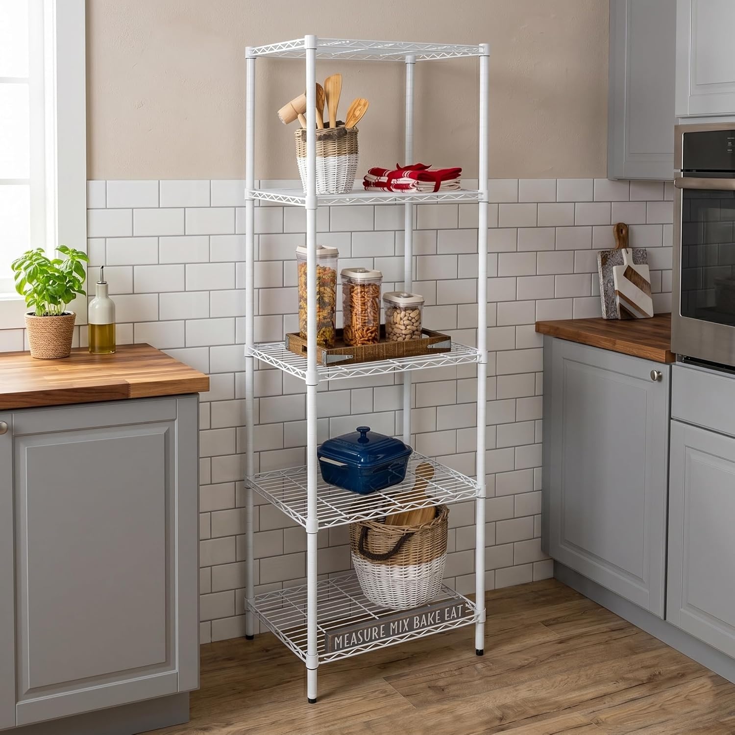 image:imageHoneyCanDo 4Tier Heavy Duty Adjustable Shelving Unit 250lb Per Shelf Metal Storage Rack Wire Shelf for Garage Kitchen Office Pantry Black 36 x 14 x 54 inWhite
