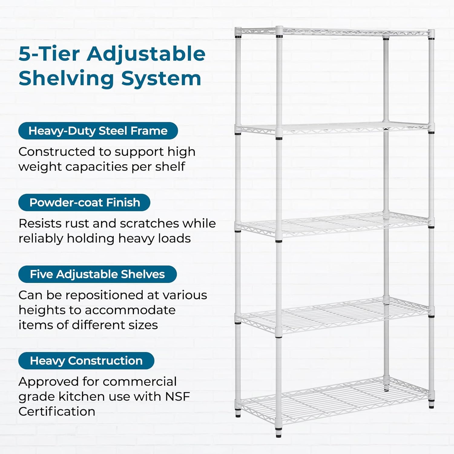 image:imageHoneyCanDo 4Tier Heavy Duty Adjustable Shelving Unit 250lb Per Shelf Metal Storage Rack Wire Shelf for Garage Kitchen Office Pantry Black 36 x 14 x 54 inWhite