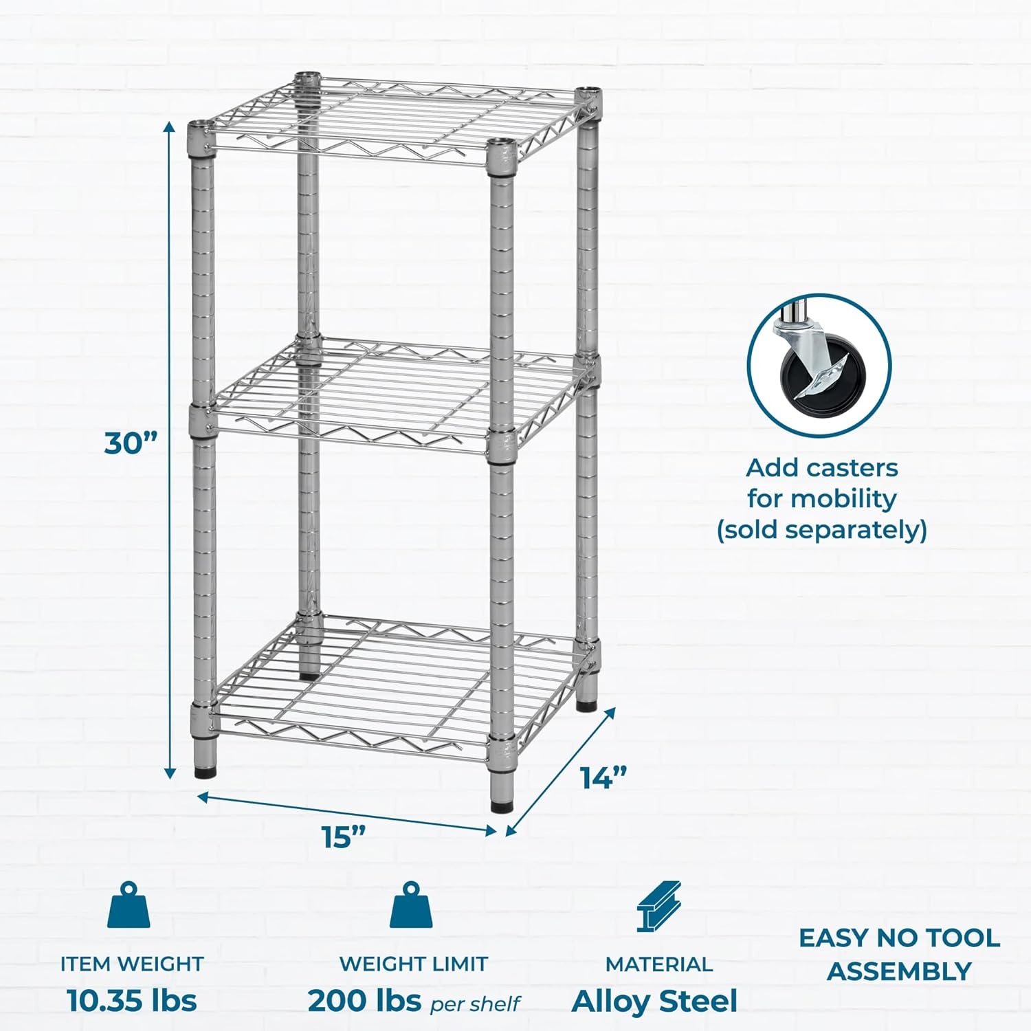 image:imageHoneyCanDo 4Tier Heavy Duty Adjustable Shelving Unit 250lb Per Shelf Metal Storage Rack Wire Shelf for Garage Kitchen Office Pantry Black 36 x 14 x 54 inChrome