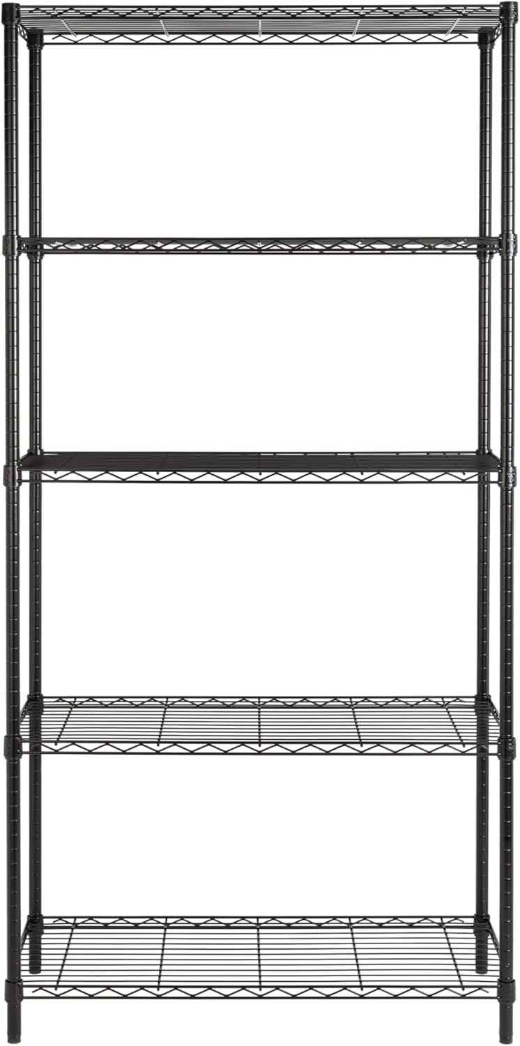 image:imageHoneyCanDo 4Tier Heavy Duty Adjustable Shelving Unit 250lb Per Shelf Metal Storage Rack Wire Shelf for Garage Kitchen Office Pantry Black 36 x 14 x 54 inBlack