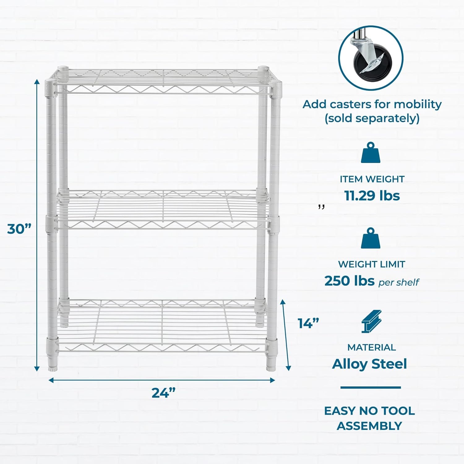 image:imageHoneyCanDo 4Tier Heavy Duty Adjustable Shelving Unit 250lb Per Shelf Metal Storage Rack Wire Shelf for Garage Kitchen Office Pantry Black 36 x 14 x 54 inWhite