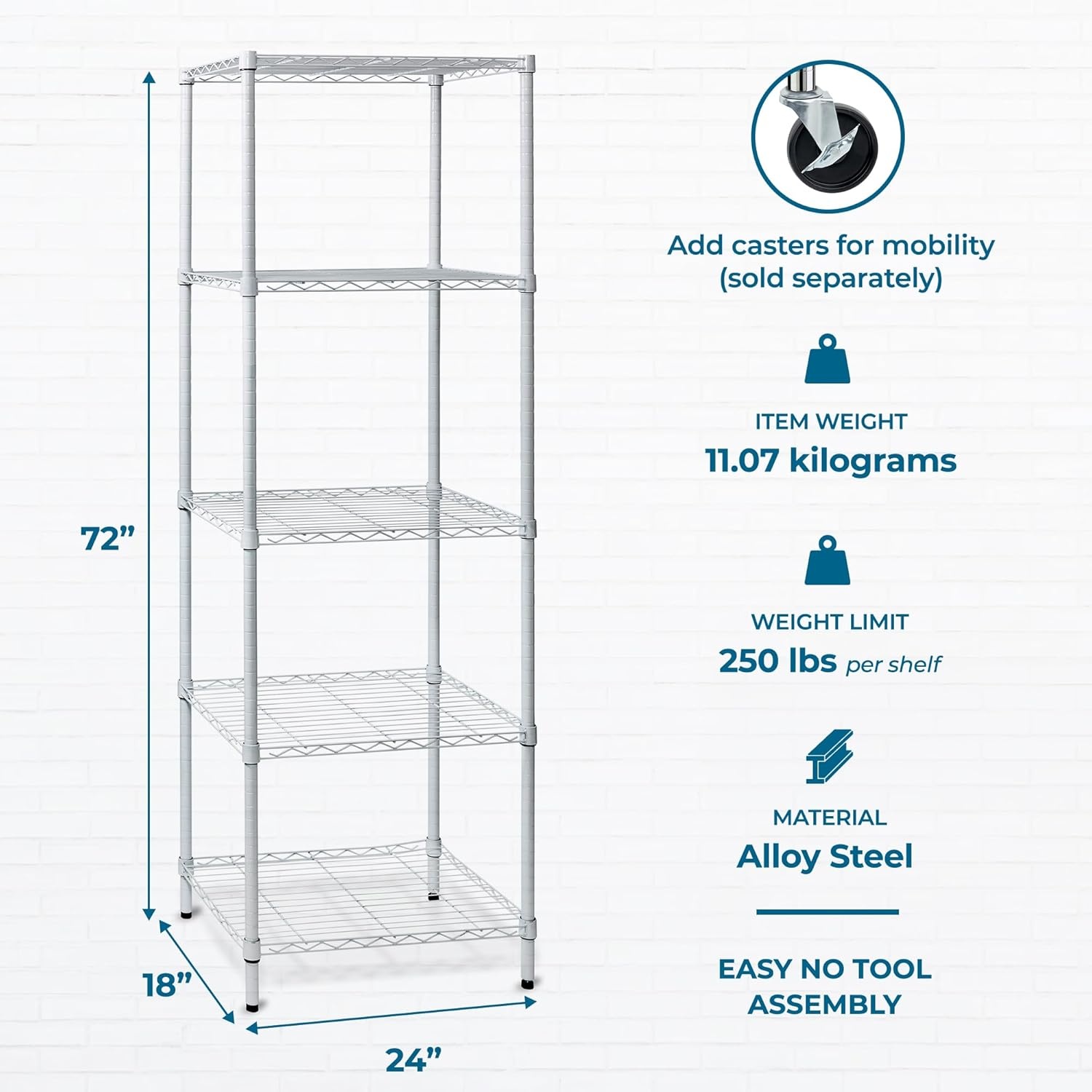 image:imageHoneyCanDo 4Tier Heavy Duty Adjustable Shelving Unit 250lb Per Shelf Metal Storage Rack Wire Shelf for Garage Kitchen Office Pantry Black 36 x 14 x 54 inWhite