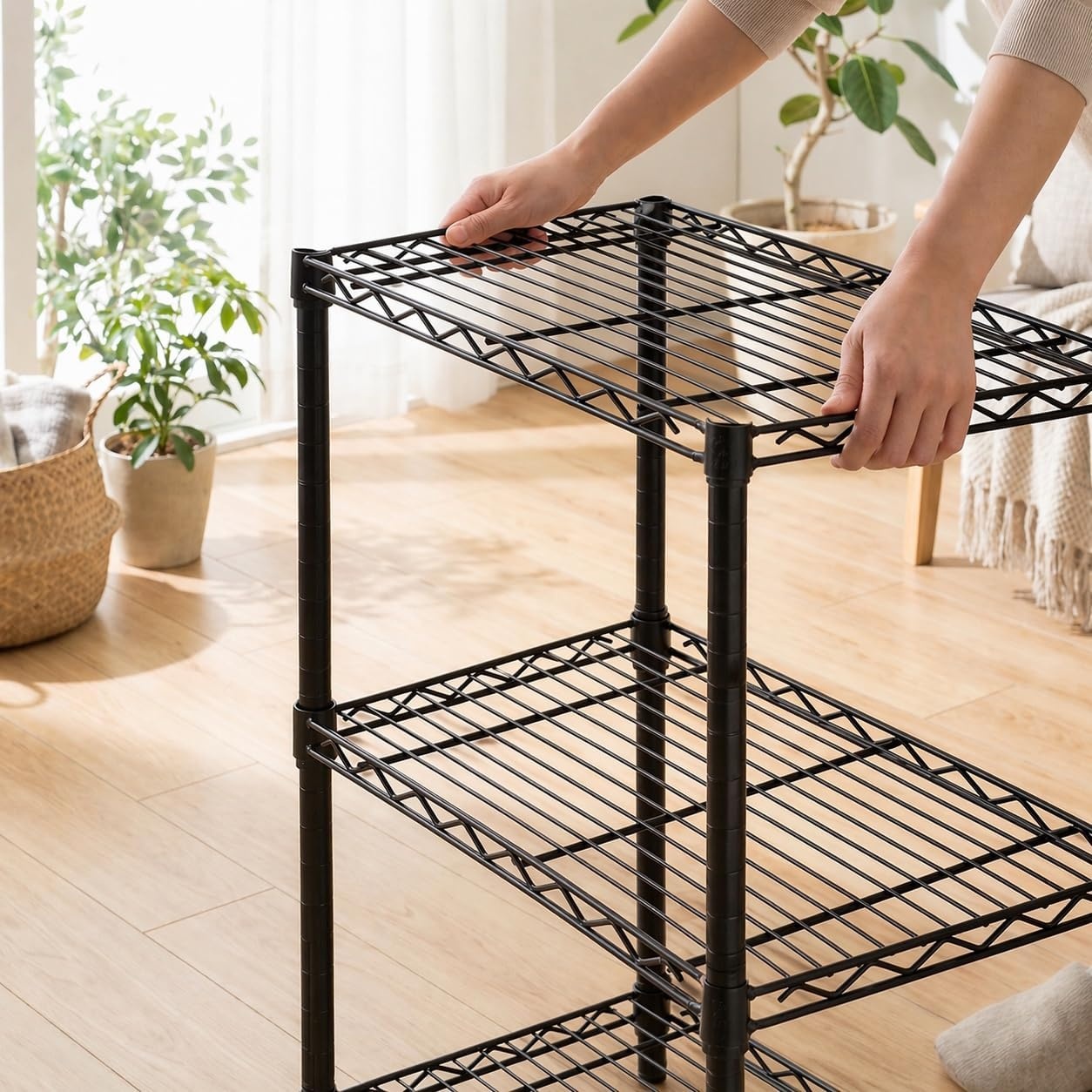 image:imageHoneyCanDo 4Tier Heavy Duty Adjustable Shelving Unit 250lb Per Shelf Metal Storage Rack Wire Shelf for Garage Kitchen Office Pantry Black 36 x 14 x 54 inBlack