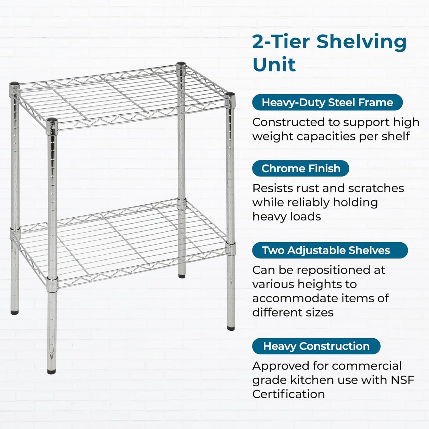 image:imageHoneyCanDo 4Tier Heavy Duty Adjustable Shelving Unit 250lb Per Shelf Metal Storage Rack Wire Shelf for Garage Kitchen Office Pantry Black 36 x 14 x 54 inChrome