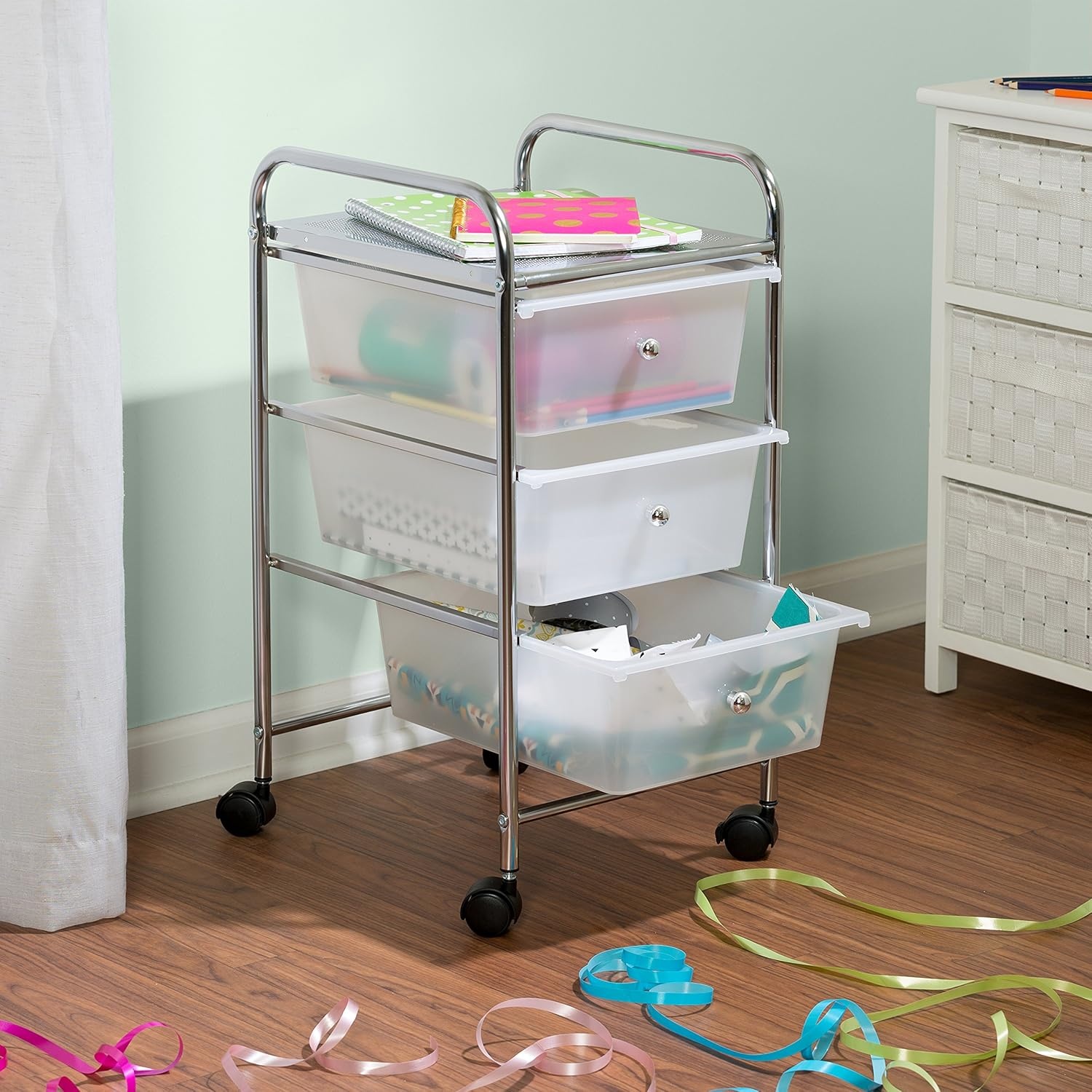 image:imageHoneyCanDo CRT02214 Rolling Office Organizer 10DrawerMulticolored3Drawer Office Cart