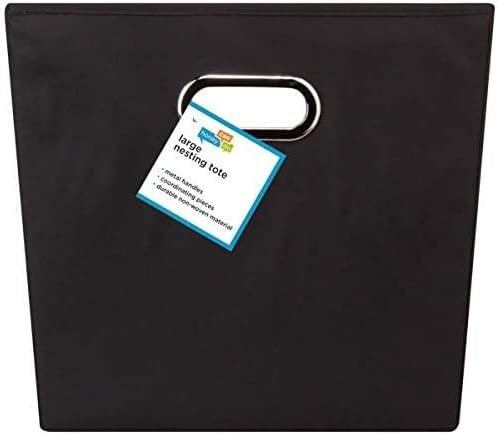 image:imageHoneyCanDo Decorative Storage Bin with Chrome Handles Small OrangeBlack