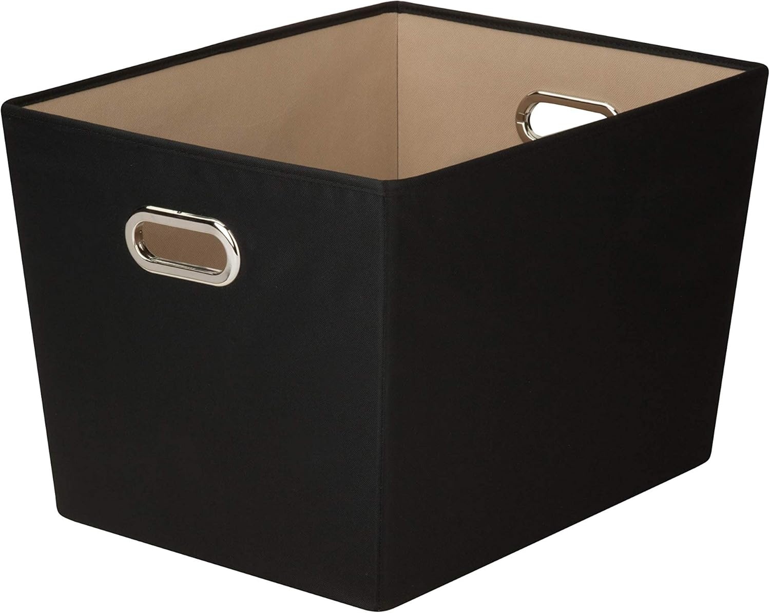 image:imageHoneyCanDo Decorative Storage Bin with Chrome Handles Small OrangeBlack