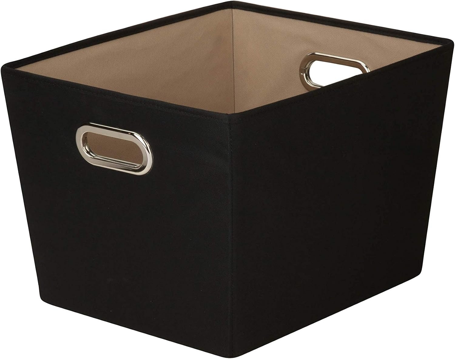 image:imageHoneyCanDo Decorative Storage Bin with Chrome Handles Small OrangeBlack