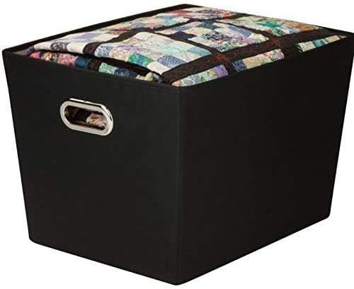 image:imageHoneyCanDo Decorative Storage Bin with Chrome Handles Small OrangeBlack