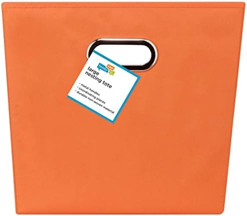 image:imageHoneyCanDo Decorative Storage Bin with Chrome Handles Small OrangeOrange