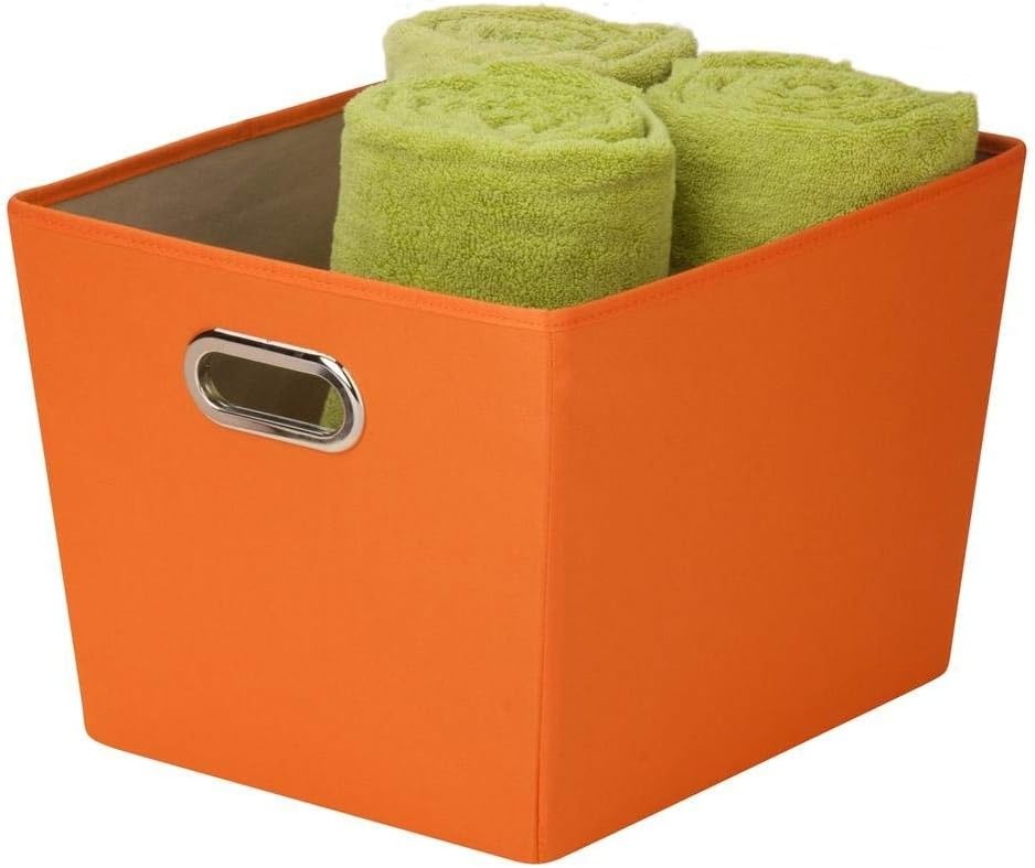 image:imageHoneyCanDo Decorative Storage Bin with Chrome Handles Small OrangeOrange