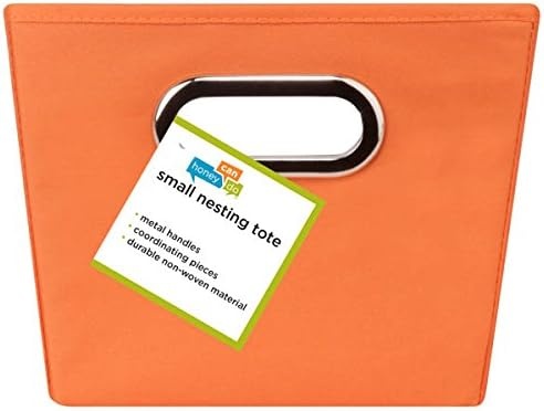 image:imageHoneyCanDo Decorative Storage Bin with Chrome Handles Small OrangeOrange