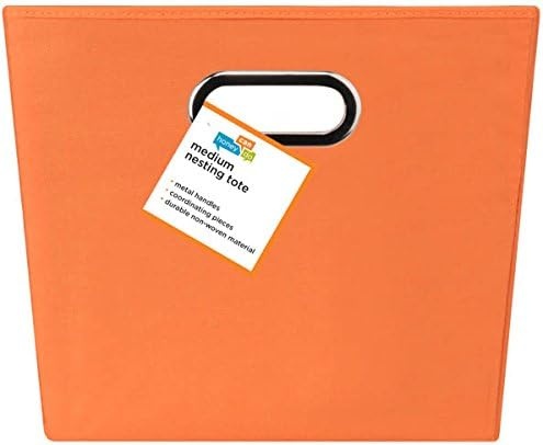 image:imageHoneyCanDo Decorative Storage Bin with Chrome Handles Small OrangeOrange