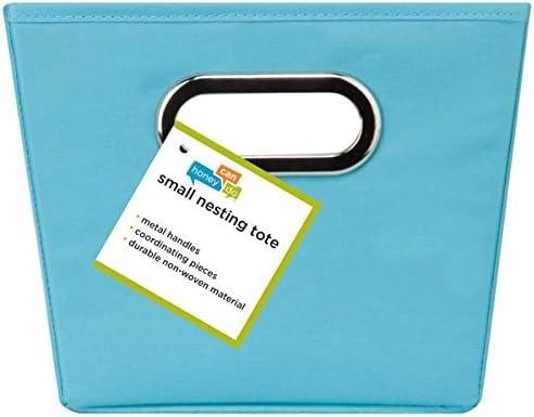image:imageHoneyCanDo Decorative Storage Bin with Chrome Handles Small OrangeSky Blue