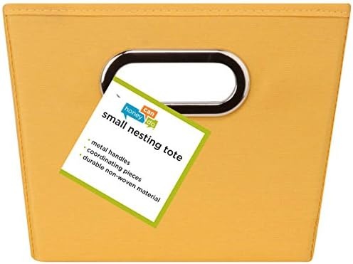 image:imageHoneyCanDo Decorative Storage Bin with Chrome Handles Small OrangeYellow