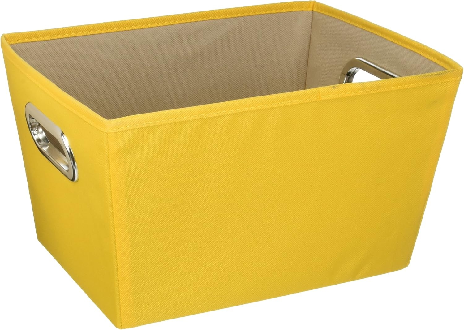image:imageHoneyCanDo Decorative Storage Bin with Chrome Handles Small OrangeYellow