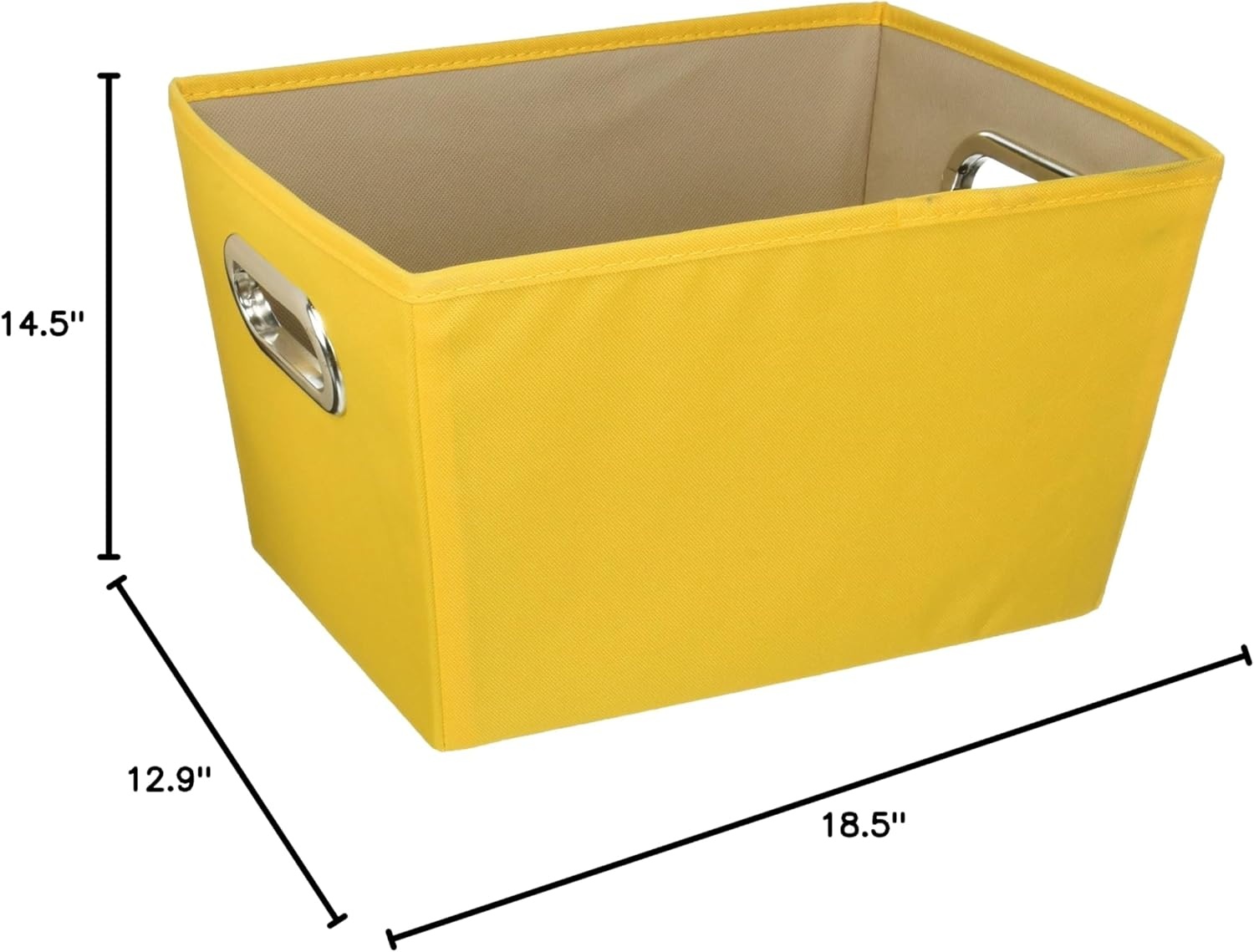 image:imageHoneyCanDo Decorative Storage Bin with Chrome Handles Small OrangeYellow