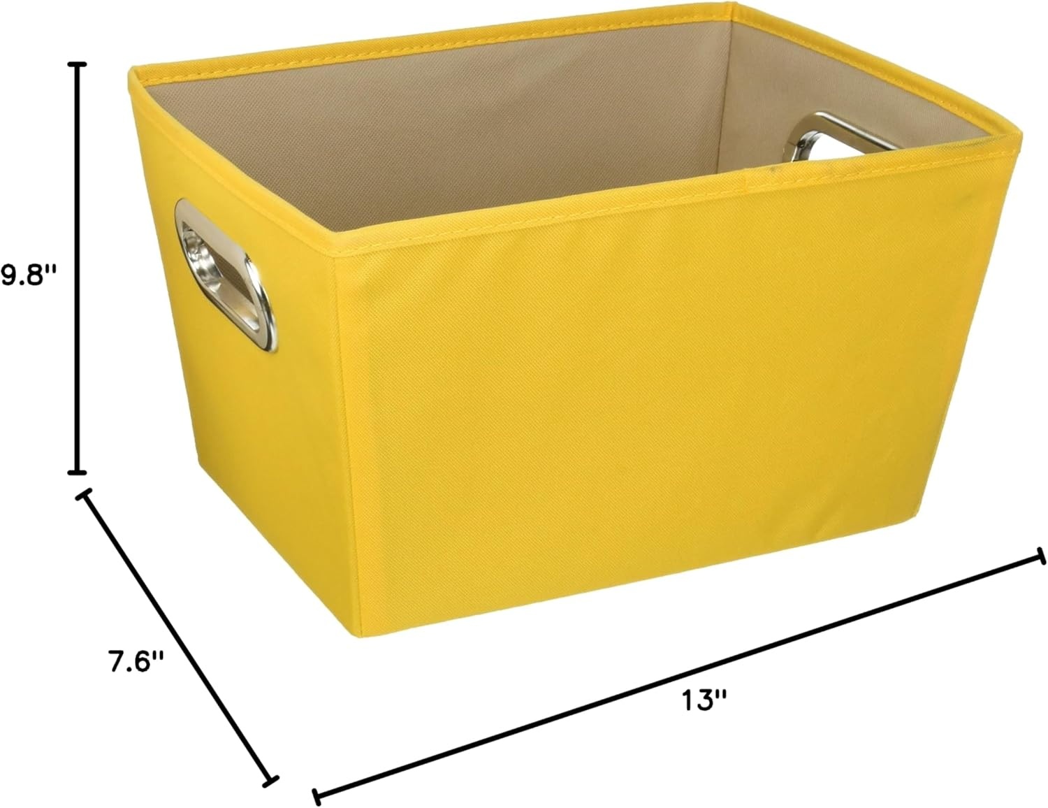 image:imageHoneyCanDo Decorative Storage Bin with Chrome Handles Small OrangeYellow