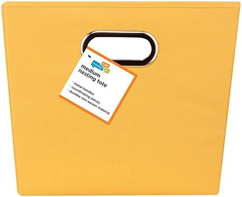 image:imageHoneyCanDo Decorative Storage Bin with Chrome Handles Small OrangeYellow