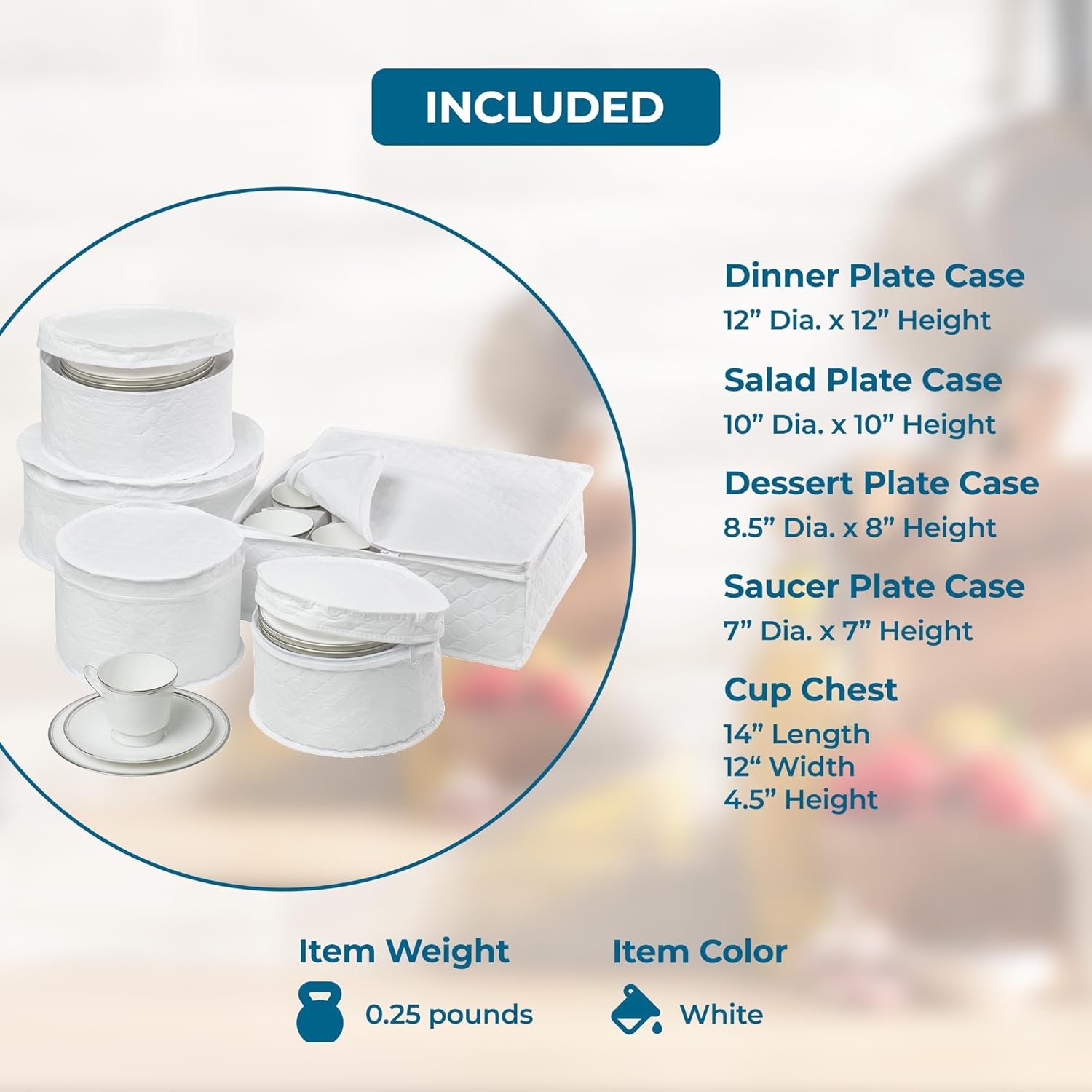 image:imageHoneyCanDo Dinnerware Storage Containers Set Perfect for Dish Storage China Storage and Cup Storage Quilted Containers To Keep Your Heirlooms and Fine China Protected and Organized 5Piece Set5 Piece
