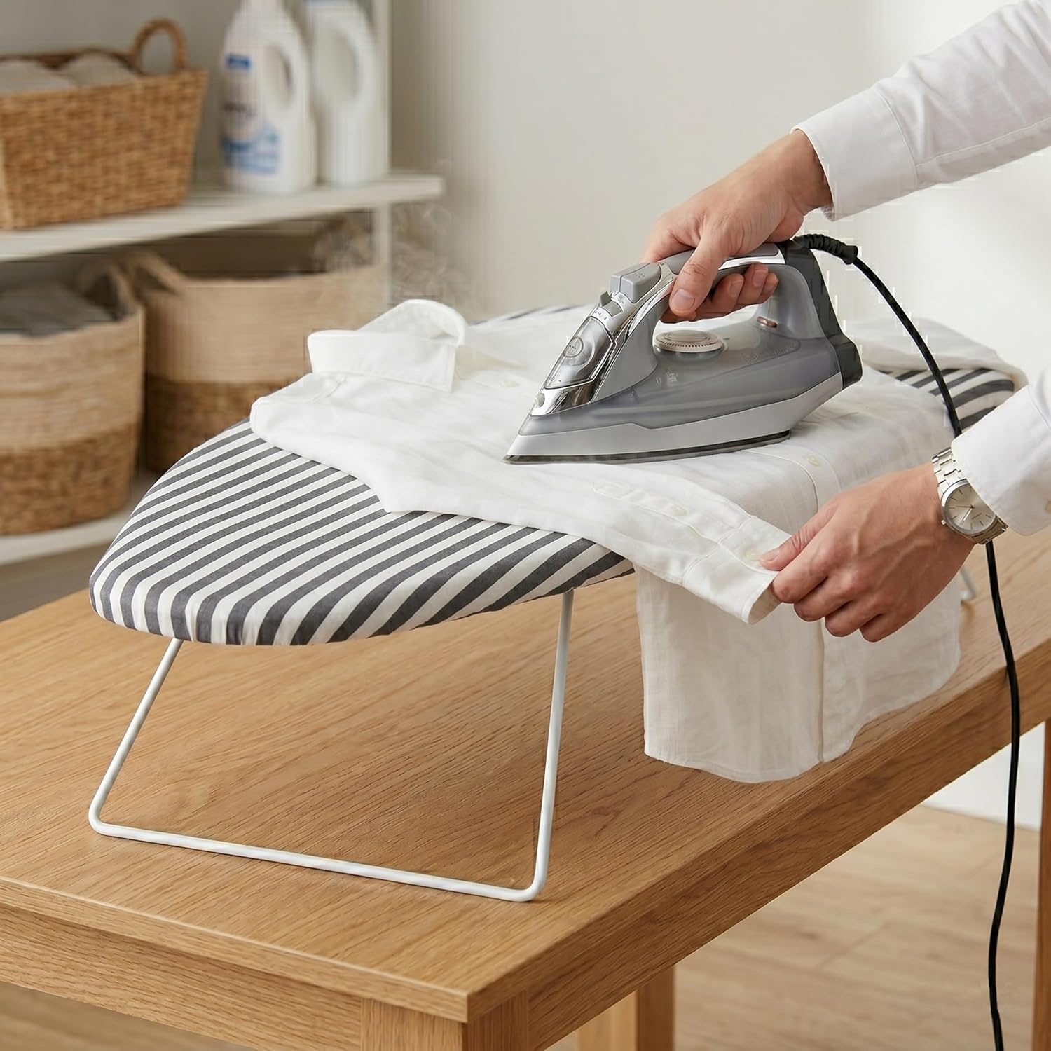 image:imageHoneyCanDo Folding Tabletop Ironing Board with Iron Rest Blue 32 L x 12 W Steel FrameGray