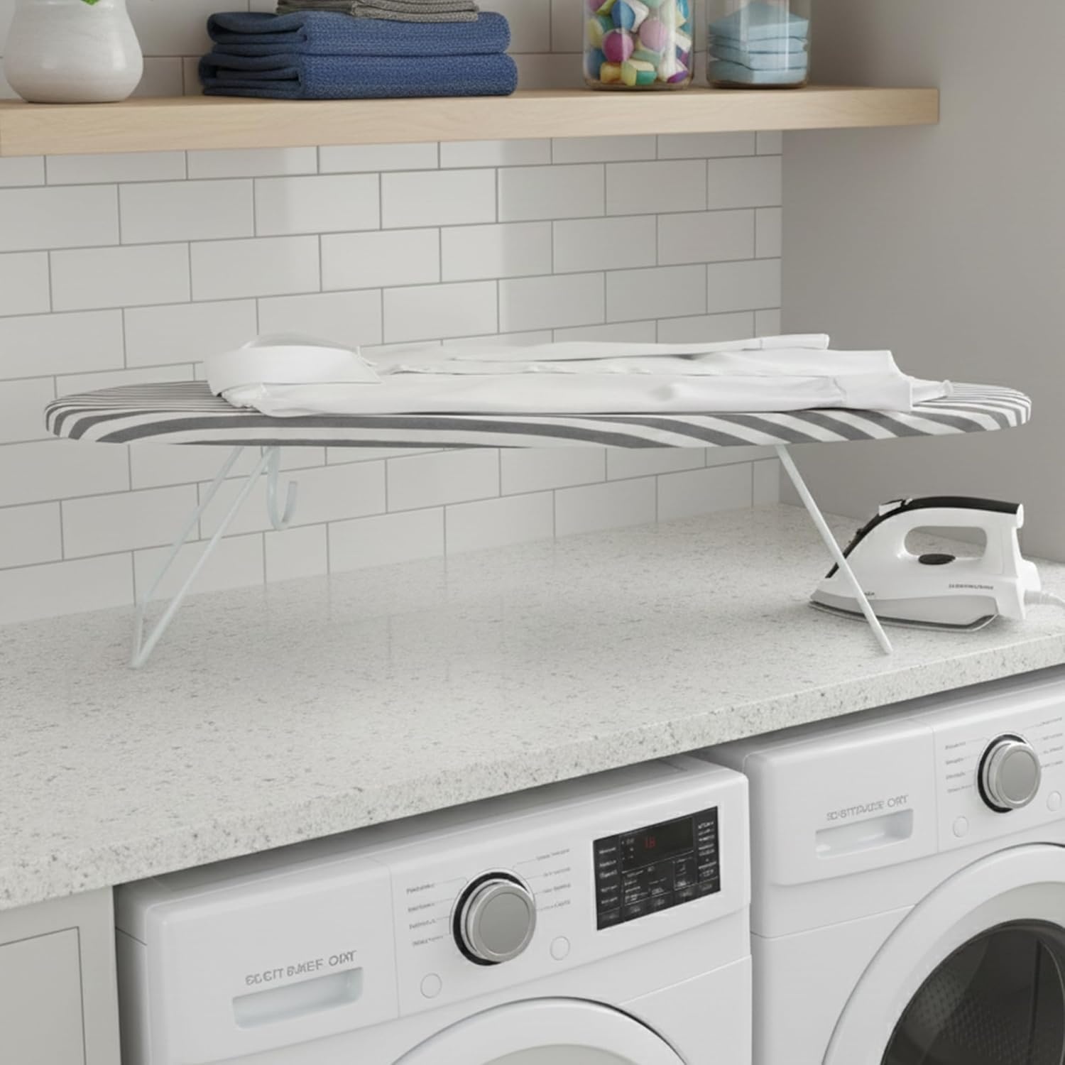 image:imageHoneyCanDo Folding Tabletop Ironing Board with Iron Rest Blue 32 L x 12 W Steel FrameGray