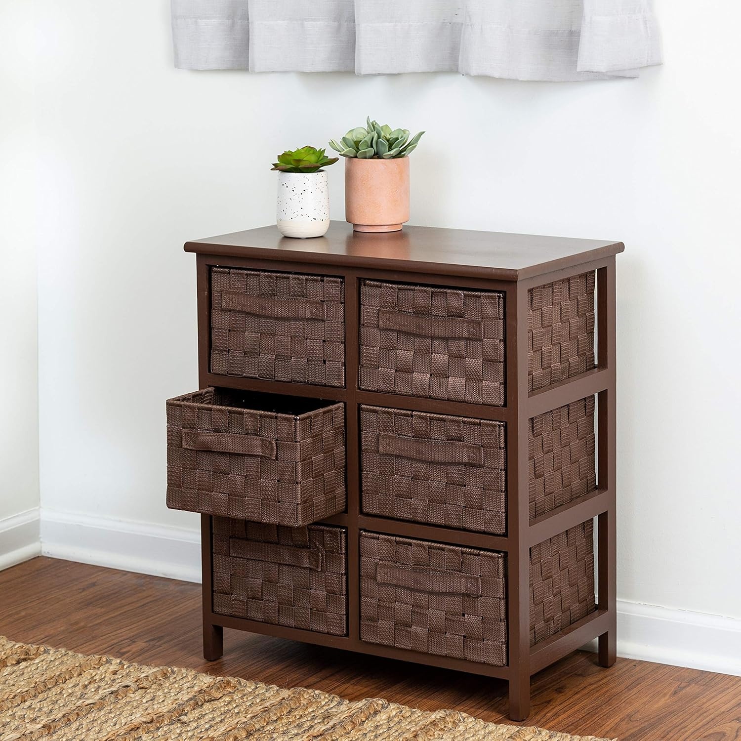 image:imageHoneyCanDo Home Storage Woven strap 6 drawer chest blk Espresso 30 lbs USBrown