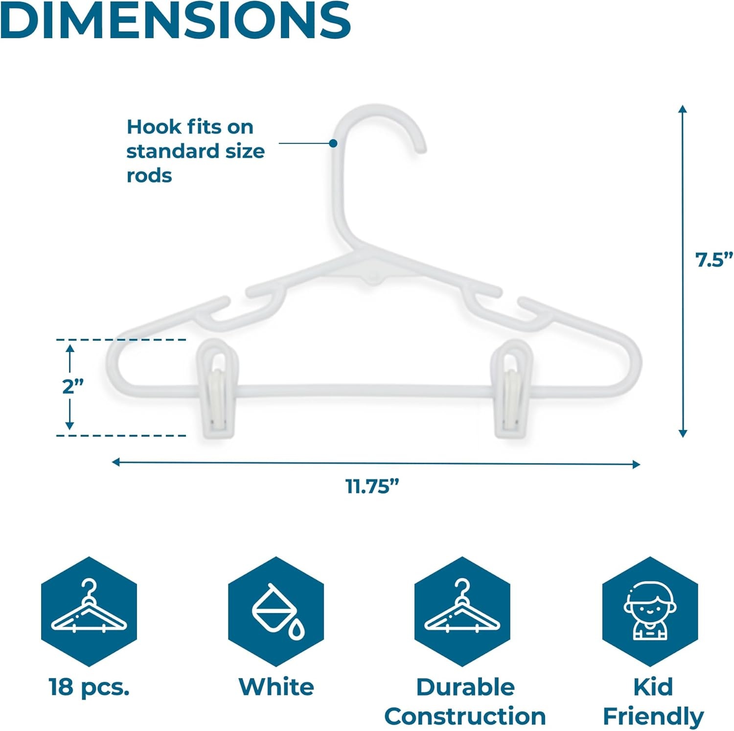 image:imageHoneyCanDo Kids Clothes Hanger Baby Clothes Hangers with Clips Removable Clips are Designed to Keep Bottoms and Tops Perfectly Paired Making it Easier to Organize and Store Outfits 18 Pack7 x 025 x 1175 inches Pack of 8
