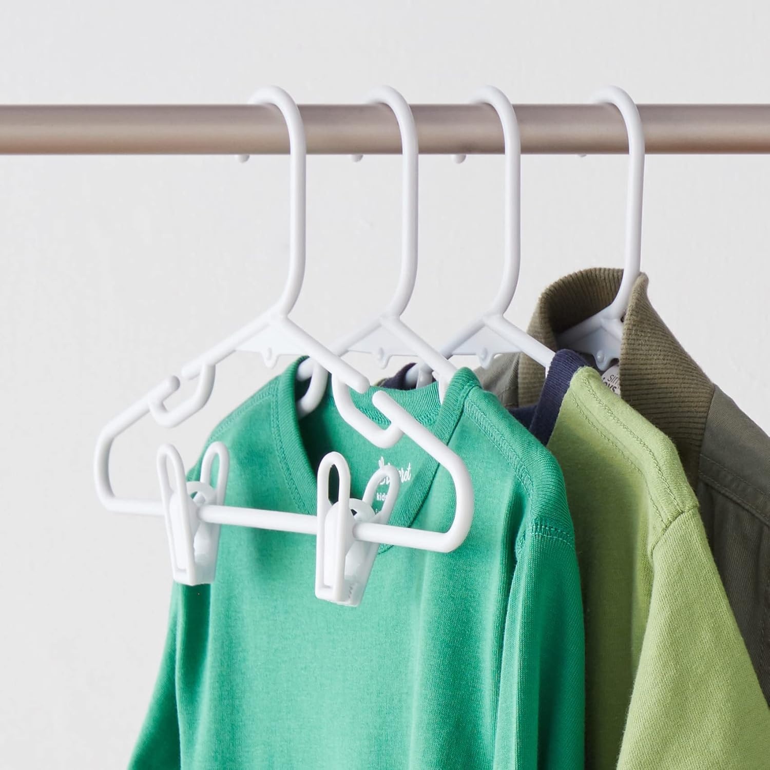 image:imageHoneyCanDo Kids Clothes Hanger Baby Clothes Hangers with Clips Removable Clips are Designed to Keep Bottoms and Tops Perfectly Paired Making it Easier to Organize and Store Outfits 18 Pack7 x 025 x 1175 inches Pack of 8