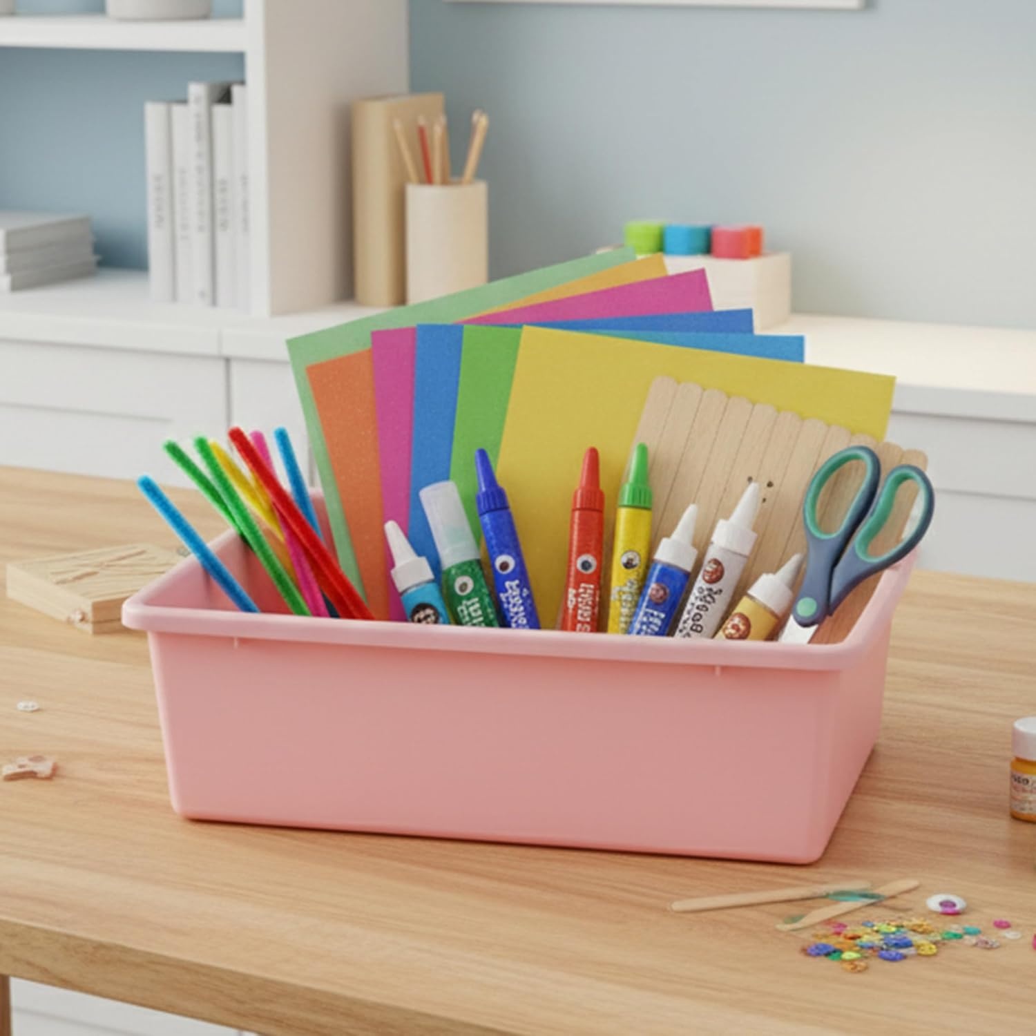 image:imageHoneyCanDo PRTSRT1602SMRED Plastic Storage Bin Small RedDark Pink
