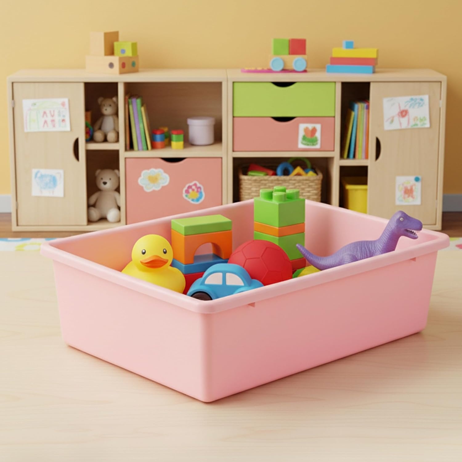 image:imageHoneyCanDo PRTSRT1602SMRED Plastic Storage Bin Small RedDark Pink