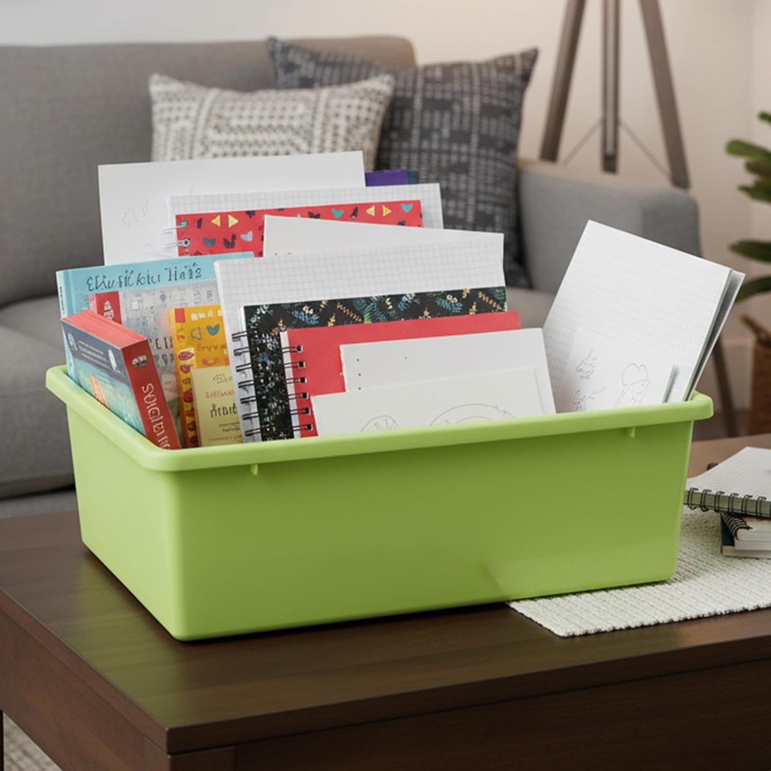 image:imageHoneyCanDo PRTSRT1602SMRED Plastic Storage Bin Small RedLight Green