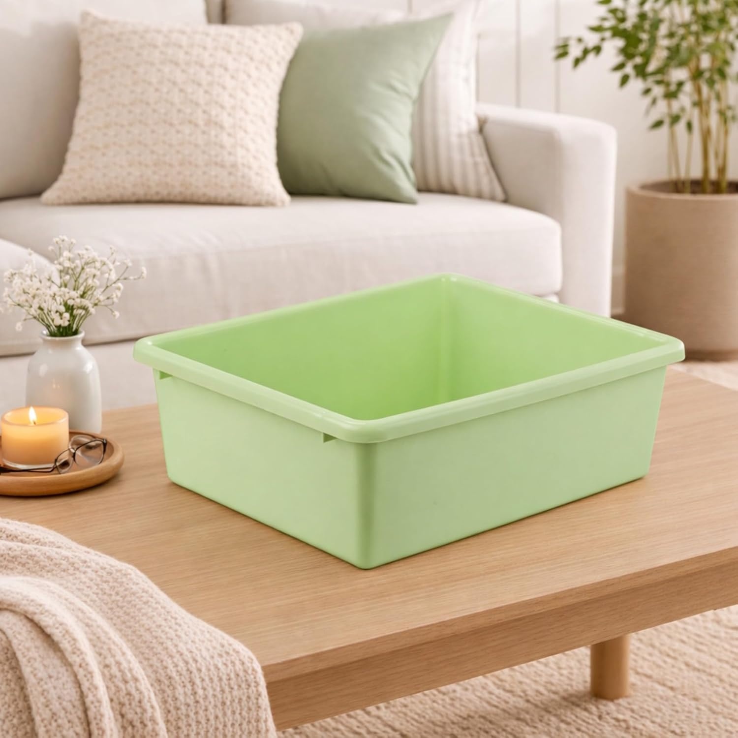 image:imageHoneyCanDo PRTSRT1602SMRED Plastic Storage Bin Small RedLight Green