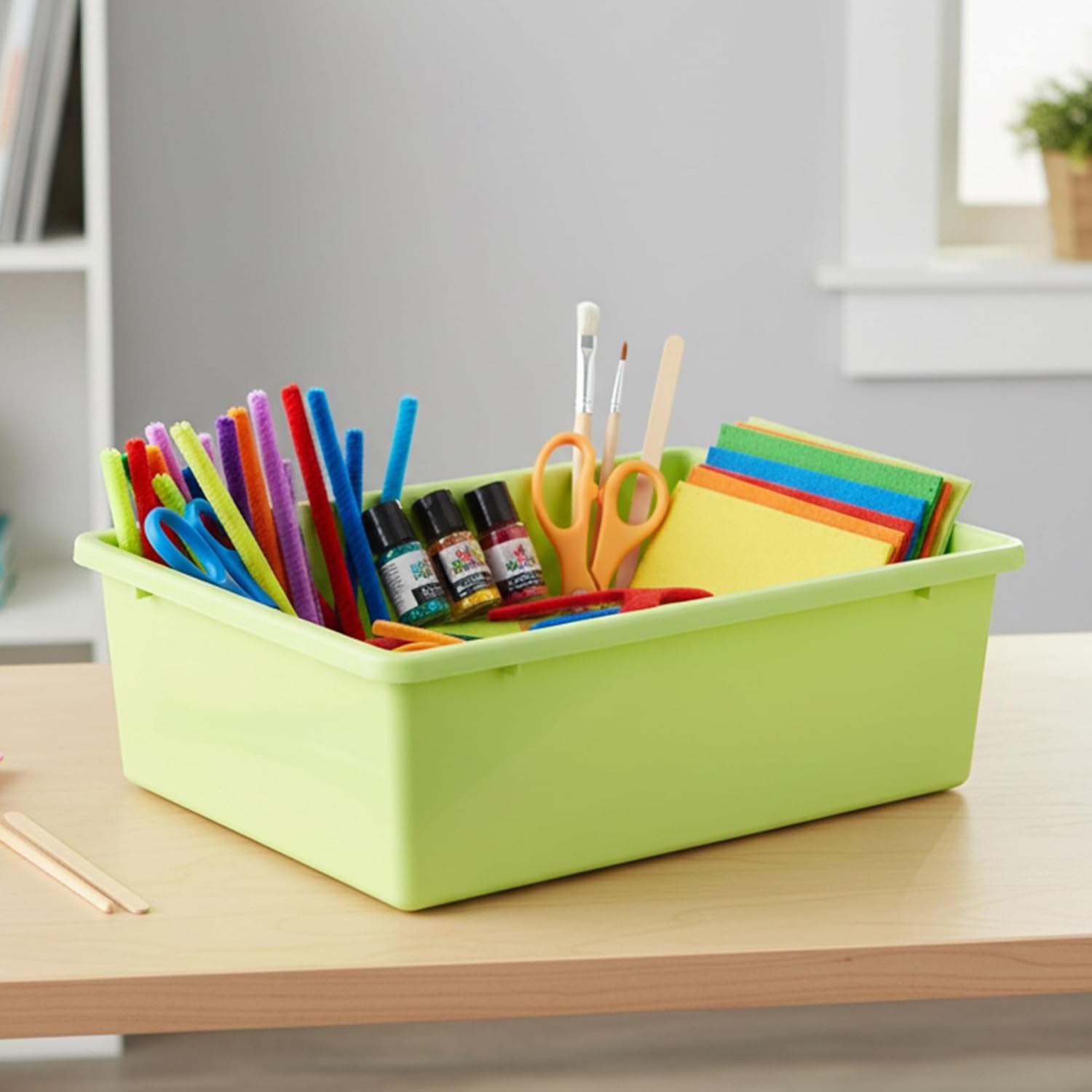 image:imageHoneyCanDo PRTSRT1602SMRED Plastic Storage Bin Small RedLight Green