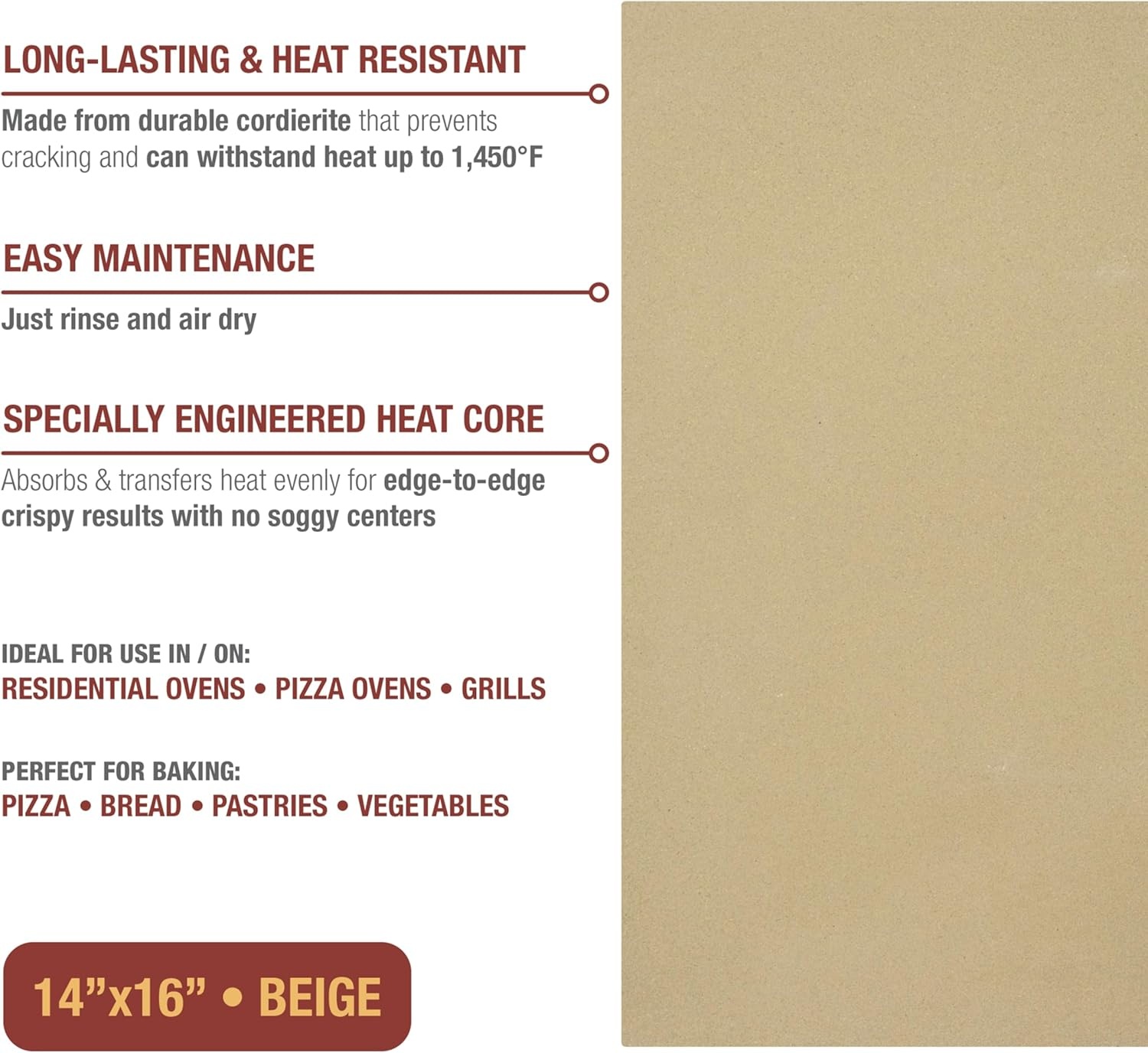 image:imageOld Stone Pizza Kitchen Rectangular Pizza Stone for Oven and Grill 14x16InchStone