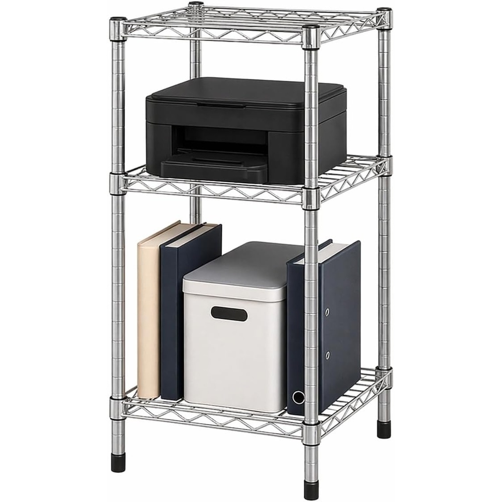 image:imageHoneyCanDo 3Tier Heavy Duty Adjustable Shelving Unit 250lb Per Shelf Metal Storage Rack NSF Certified Wire Shelf for Kitchen Garage Pantry Black 24 x 14 x 30 inChrome