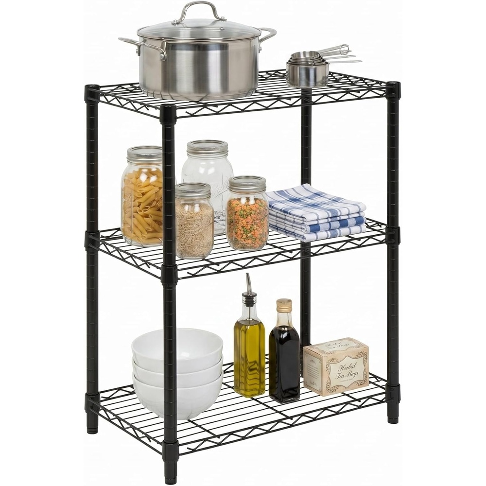 image:imageHoneyCanDo 4Tier Heavy Duty Adjustable Shelving Unit 250lb Per Shelf Metal Storage Rack Wire Shelf for Garage Kitchen Office Pantry Black 36 x 14 x 54 inBlack