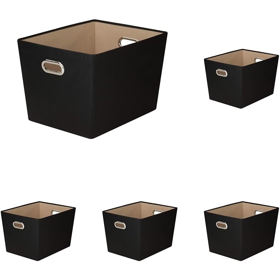 image:imageHoneyCanDo Decorative Storage Bin with Chrome Handles Small OrangeBlack