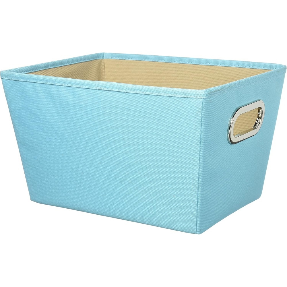 image:imageHoneyCanDo Decorative Storage Bin with Chrome Handles Small OrangeSky Blue