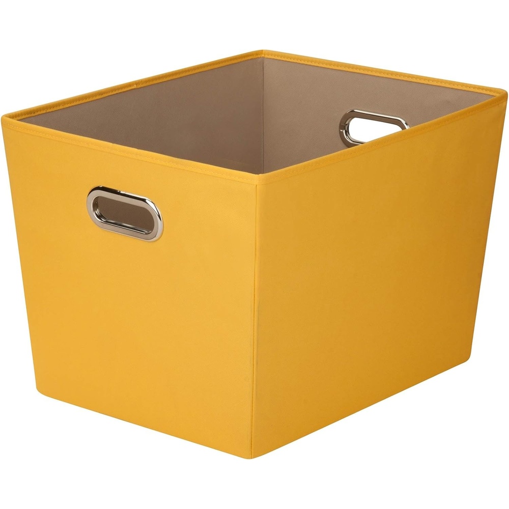image:imageHoneyCanDo Decorative Storage Bin with Chrome Handles Small OrangeYellow